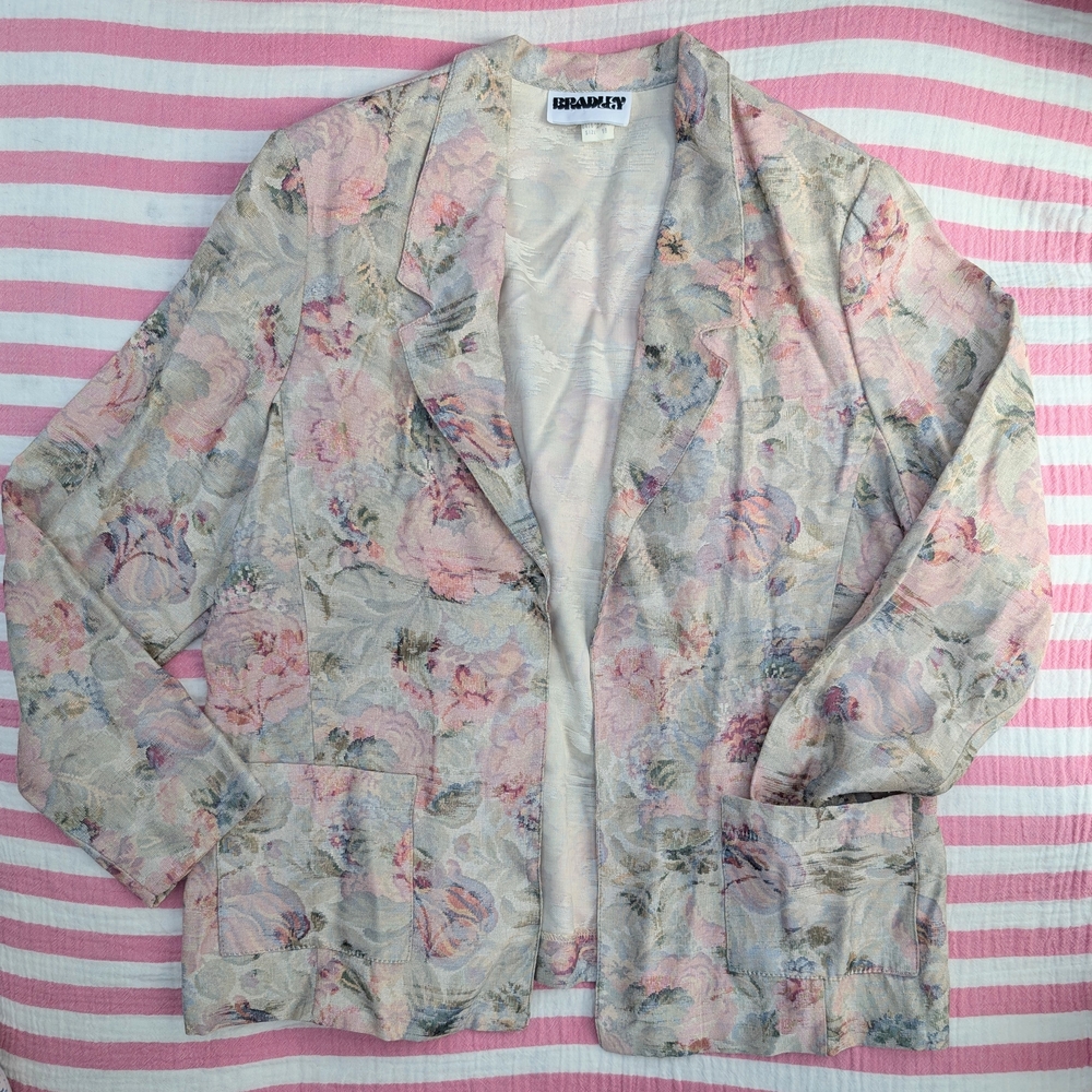 Floral Blazer with Pink and Cream Tones